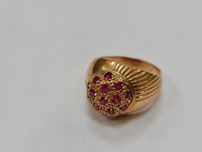 Złoty pierścionek/ 750/ 7.69 gram/ R15/ Rubiny/ XX wiek