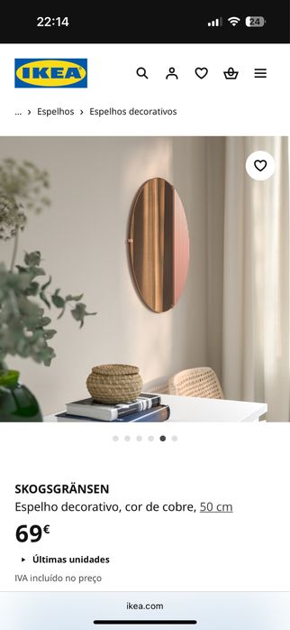 Espelho cor bronze ikea SKOGSGRÄNSEN