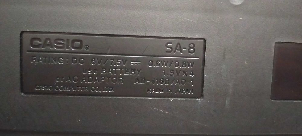 Vintage Casio SA-8 Music Synth Keyboard