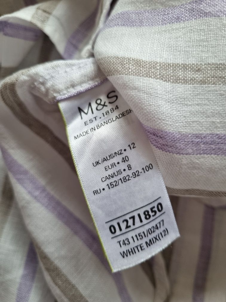 Lniana damska koszula 12 40 L M&S Marks & Spencer
