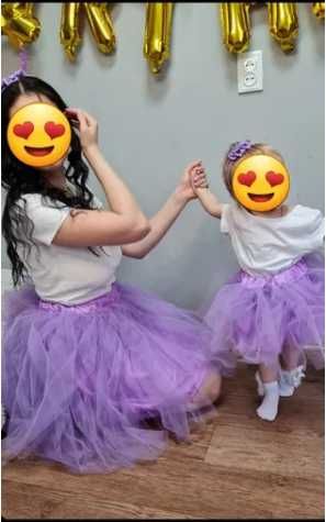 Фіолетові спіднички Сиреневые юбки фатин Фемели лук Мама дочка Family
