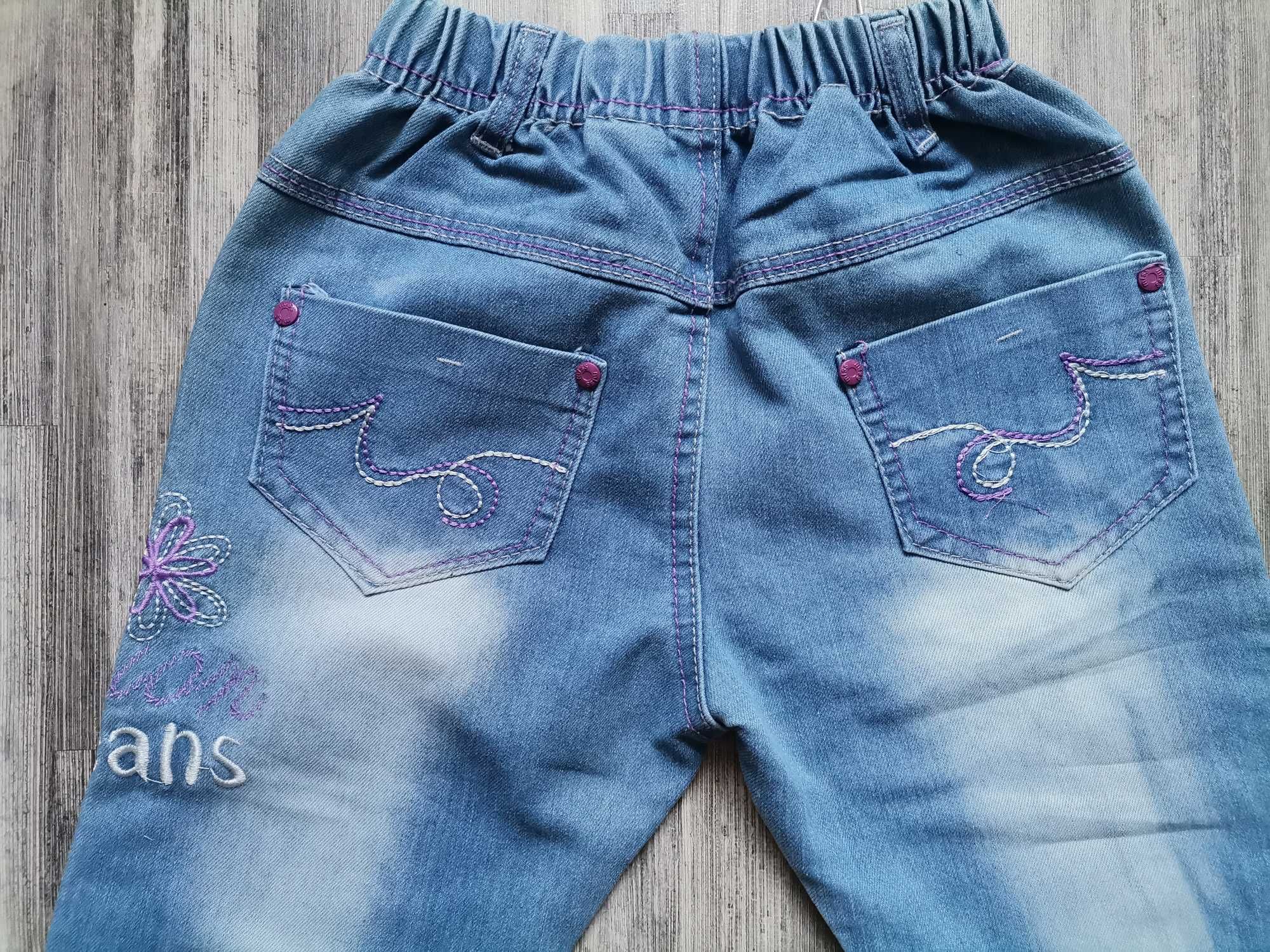 nowe spodnie jeansowe 128 jeans rozciągliwy gumka niebieski księżyc