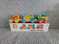 drewniany pociąg ze zwierzętami wooden blocks farm train  2+