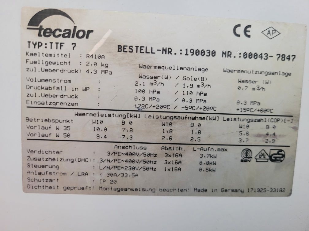 Pompa ciepła STIEBEL ELTRON 7 / 10 KW woda woda gruntowa