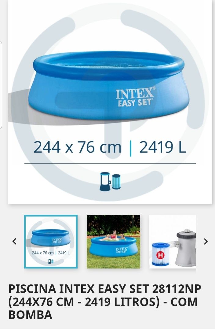 Piscina Intex Easy Set 28112NP (244X76 CM - 2419 LITROS) - COM BOMBA