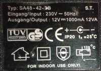 Блок питания SA48-42-3B пост. трансф. 12V-1A, плюс с наружи штекера.
