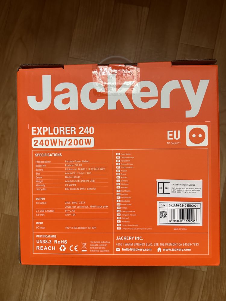 Jackery 240 Wh, зарядна електро станція