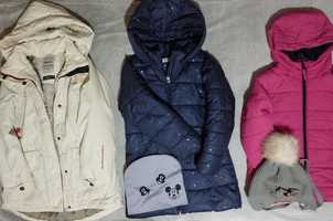 Куртка зимняя и шапочка на девочку 116,128,140 см