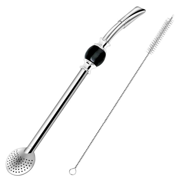 Bombilla do Yerba Mate z czarnym kamieniem  + Czyścik