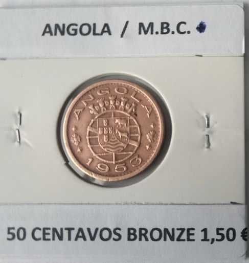 4 Moedas Portuguesas de 50 Centavos Ex Colónia Ultramarina de Angola