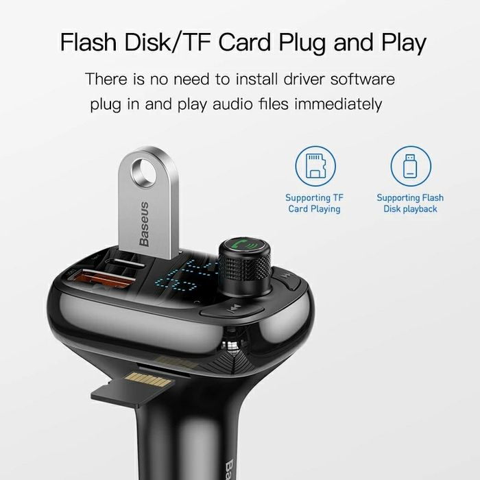 Трансмиттер Baseus S13 36W зарядка авто xiaomi FM модулятор roidmi азу