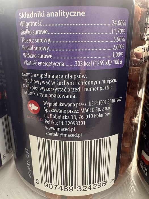 4 x Smaczki trenerki Sport up dla psa olej z łososia Maced 300g