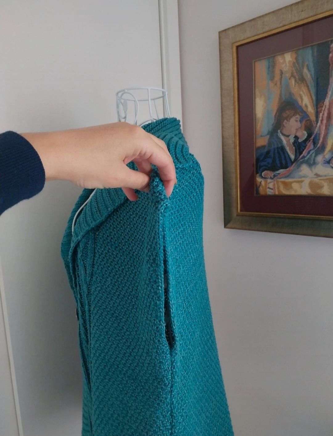 Cardigan azul turquesa | Bonita Germany | Tamanho XL oversize