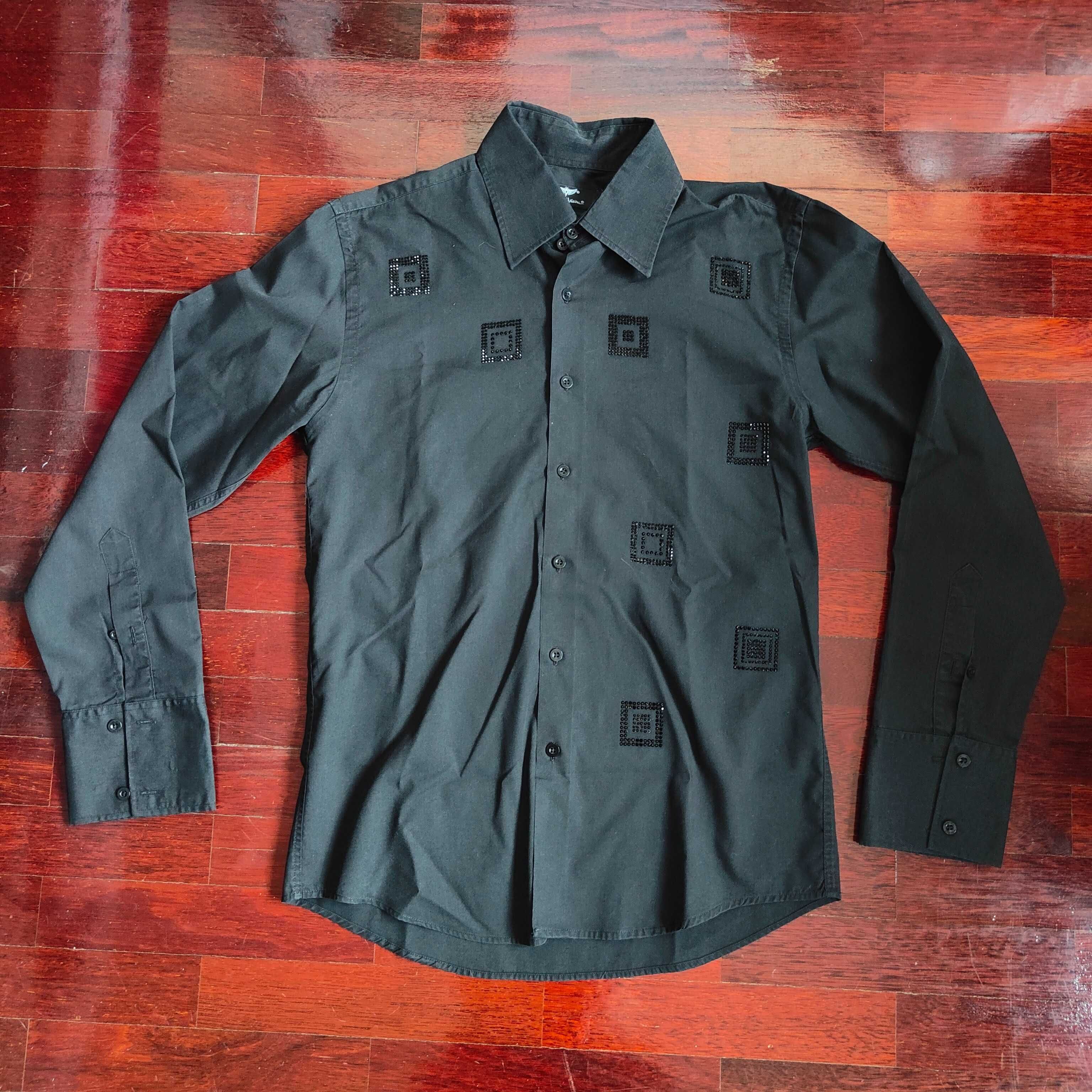 Camisa Miguel Vieira preta brilantes