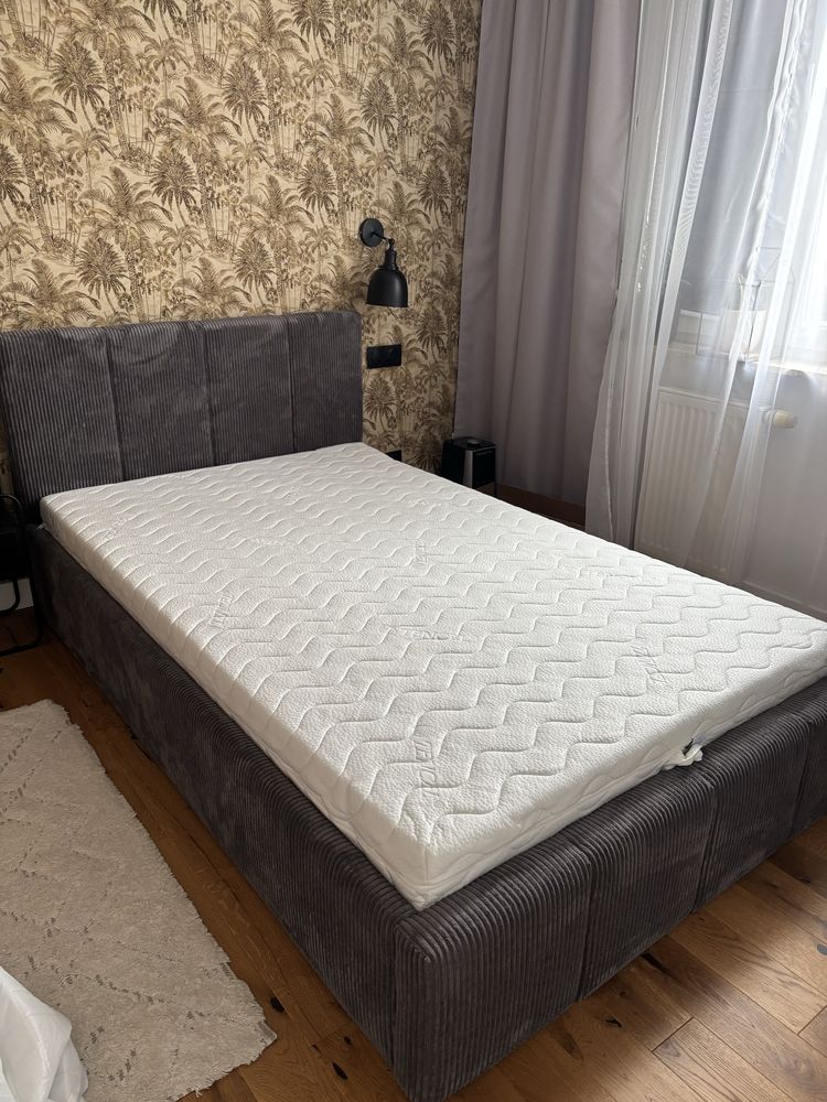 Łóżko tapicerowane sztruks grafit 120x200 materac
