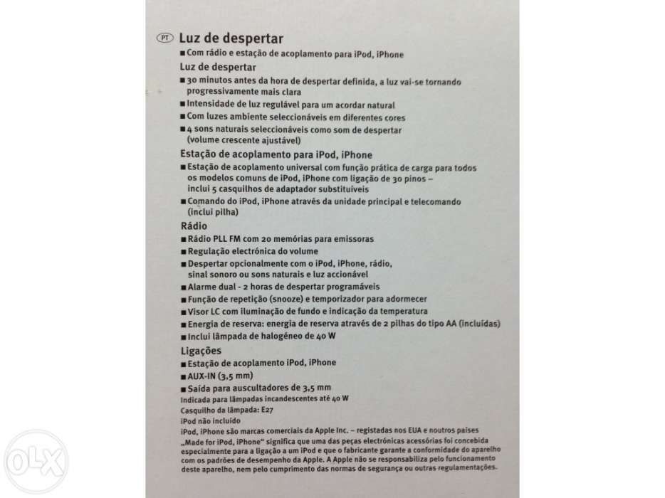 Rádio Despertador para IPod e IPhone