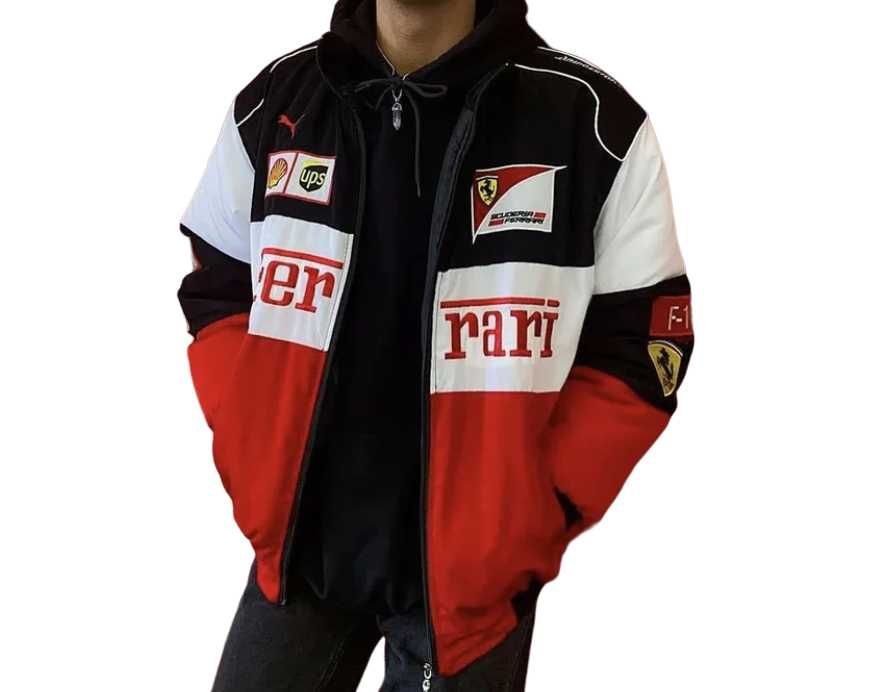 Kurtka Ferrari Vintage F1 Wyścigowa Bomberka Biała M L XL