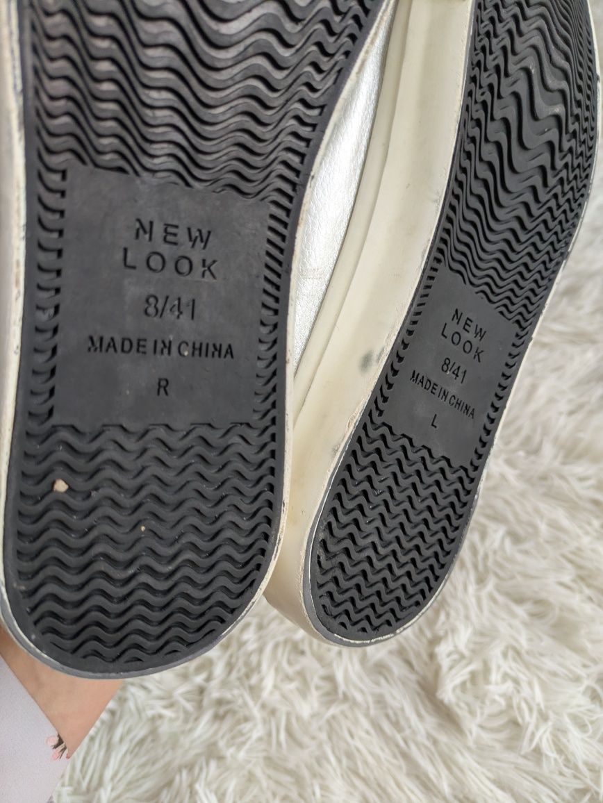 Srebrne trampki sneakersy damskie 41