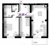 Готова 2к квартира 68м.кв. р-н Позитрон