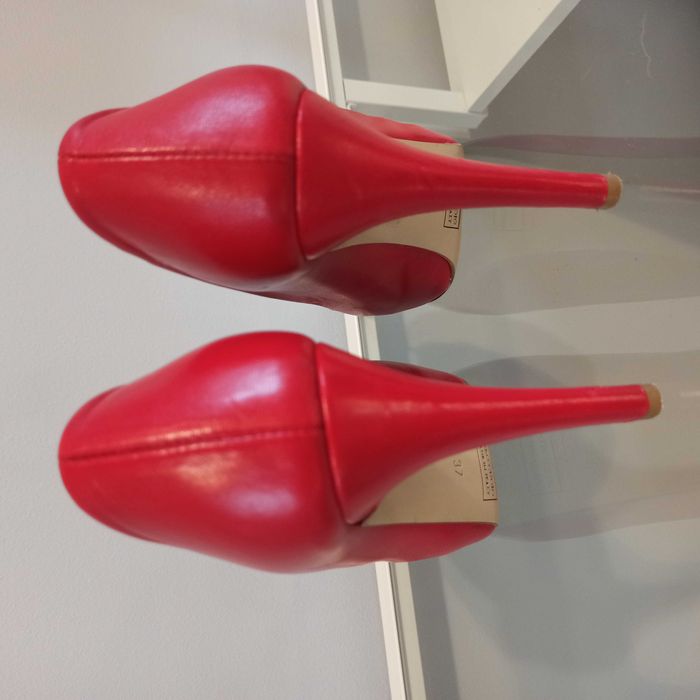 Szpilki czerwone venezia, skóra cielęca 37