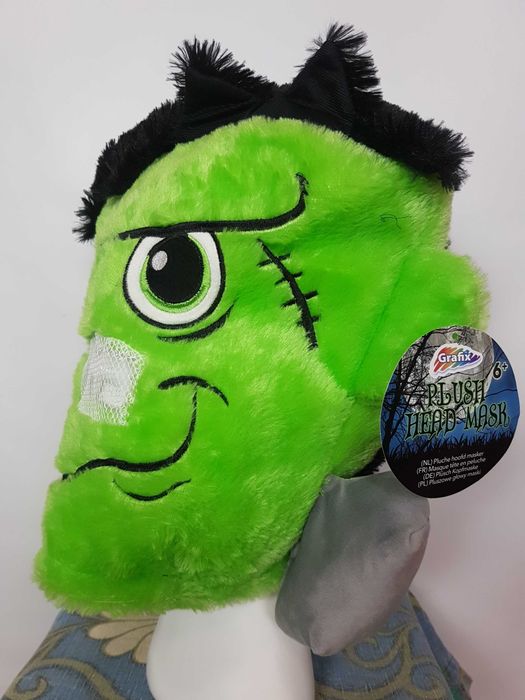 Maska Frankenstein HALLOWEEN pluszowa głowa duża H130