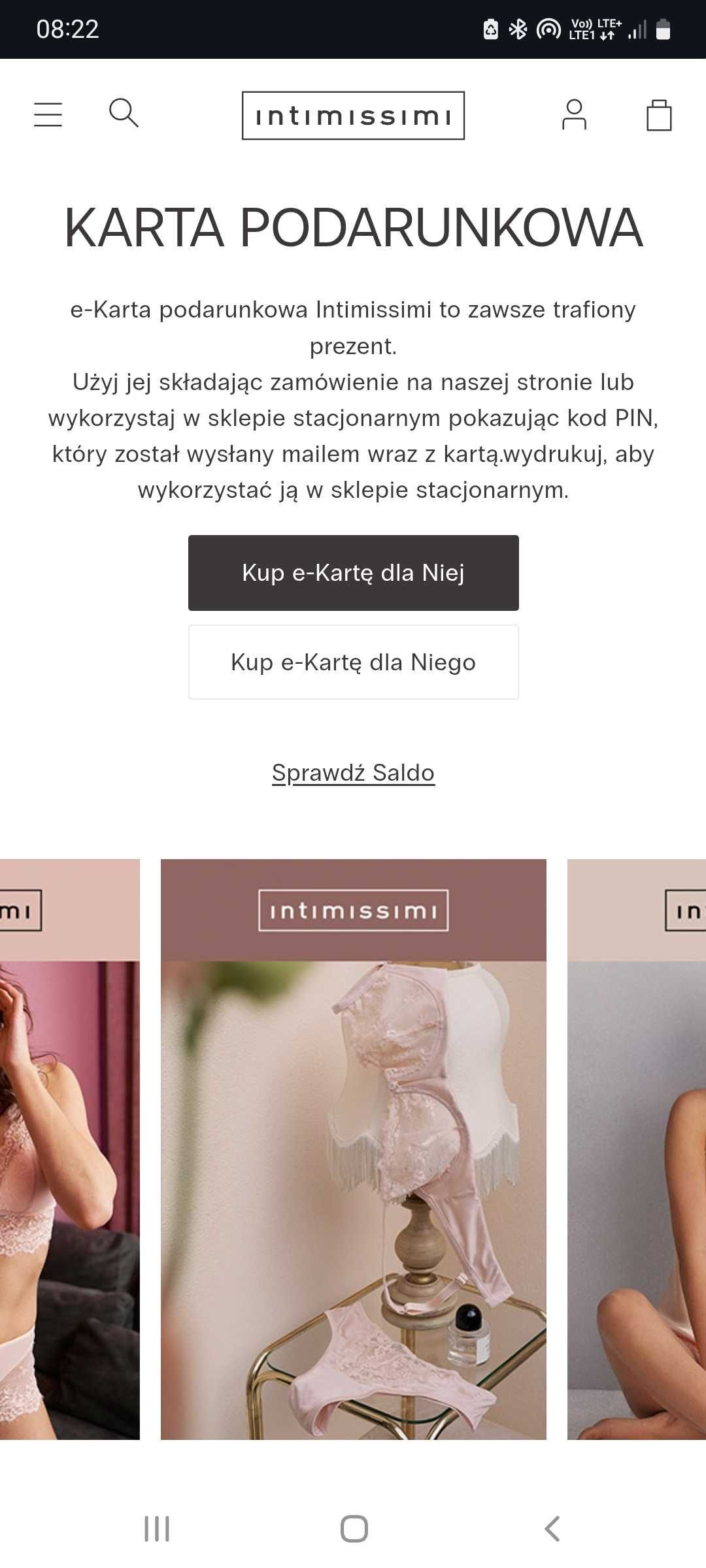 Karta podarunkowa Intimissimi o wartości 400 zł
