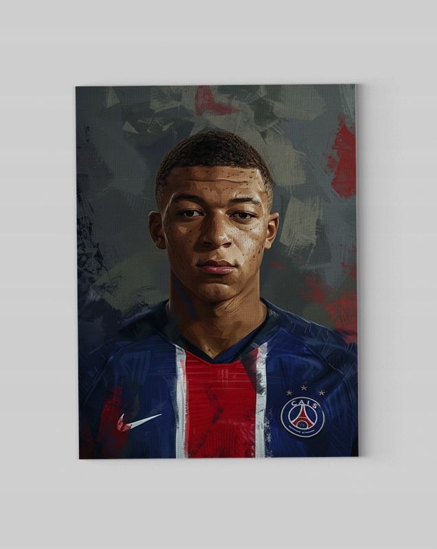 Nowoczesny Portret Kylian Mbappé na płótnie 30x40 cm do wnętrza