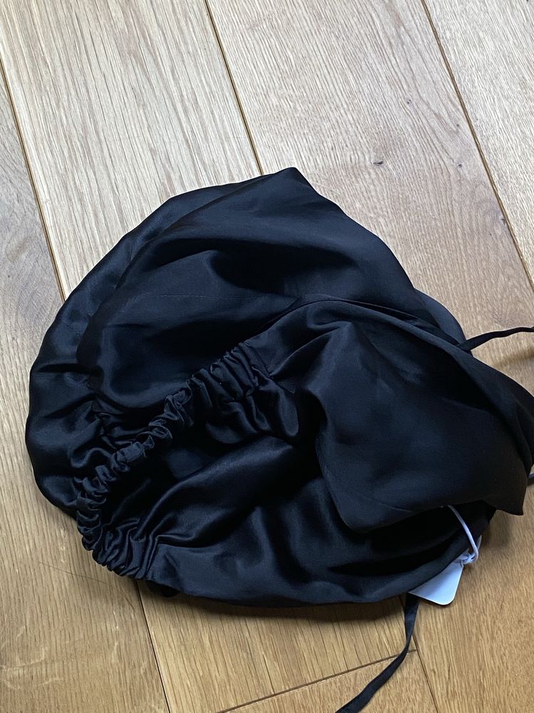 Curl Girl Turban 100% Jedwab Silk Czarny Czapka