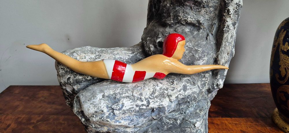 figurka ceramiczna pływaczka vintage Bathing Beauty art deco ćmielów ?