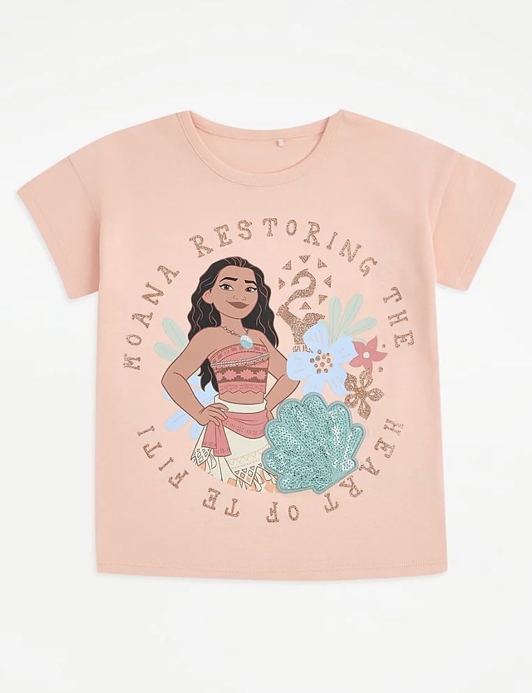 92 98 George Disney Moana tshirt koszulka z cekinami brokatowy nadruk