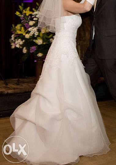 Piękna suknia ślubna Crystal biała, rozm 36/38+gratisy