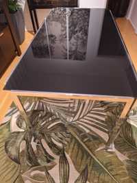 Mesa cromada com tampo vidro temperado cor negro