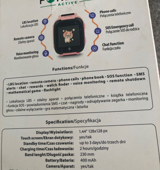 Smartwatch (różowy zegarek) dla dziewczynki
