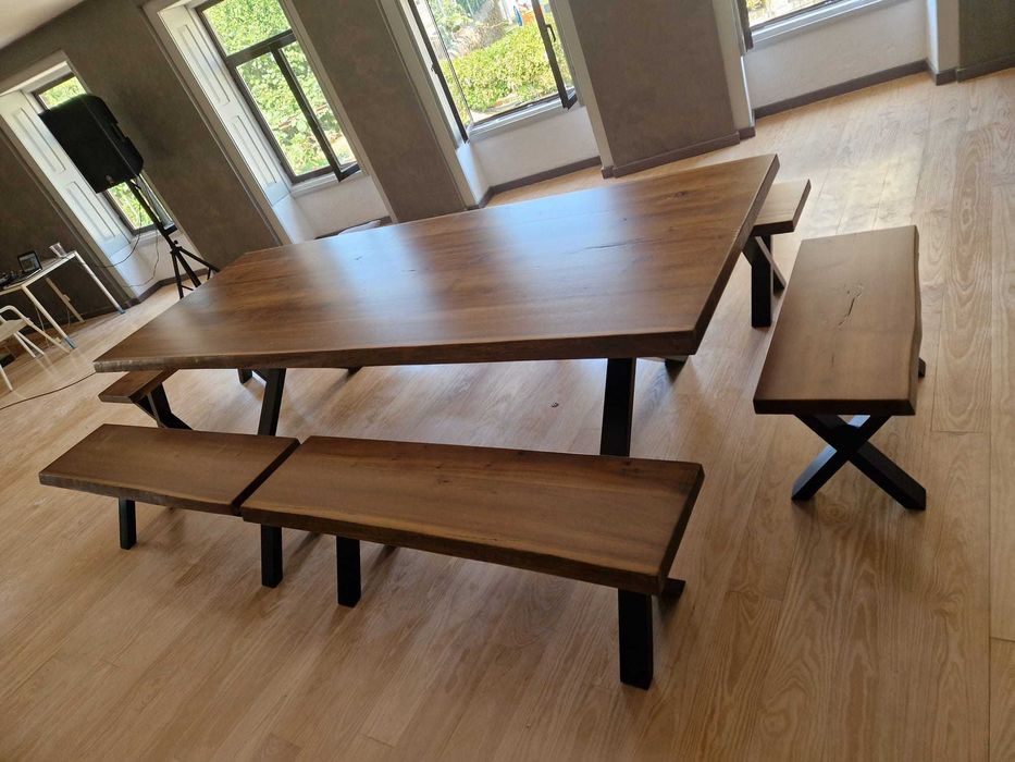 MESA RUSTICA EM MADEIRA DE ACACIA