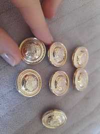 Zestaw guzików 7szt złote herb guziki metalowe 2,1cm 21mm złote złoto