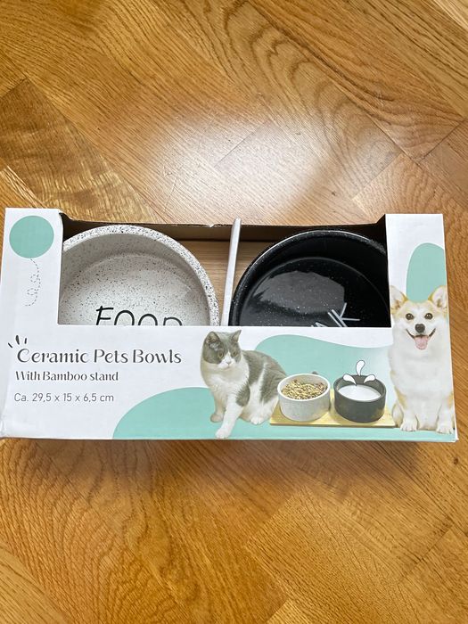 Миски для котов и собак, 2 штуки, керамика + подставка