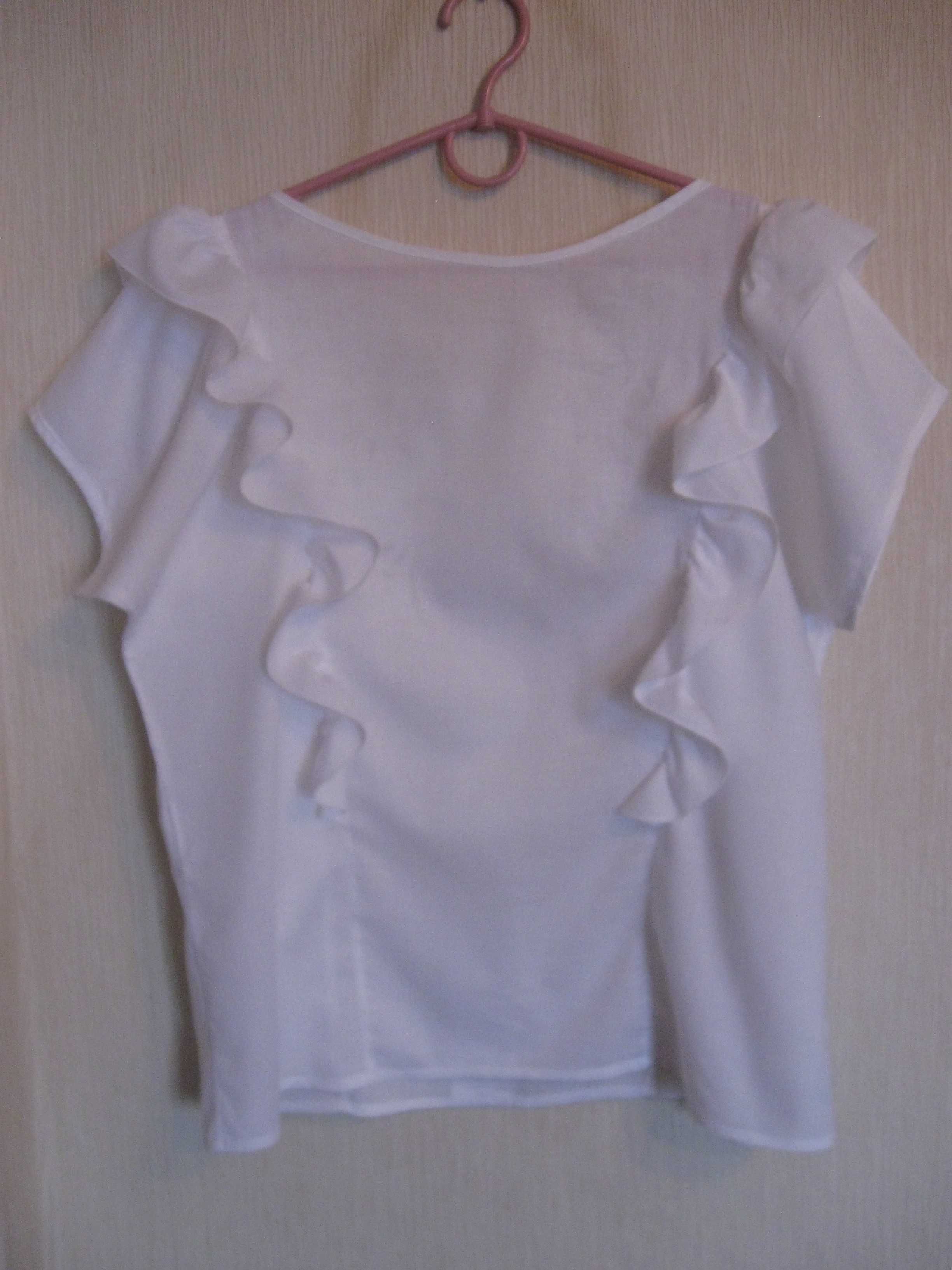 Блуза белая летняя, батист, прошва. Размер 50/XL.