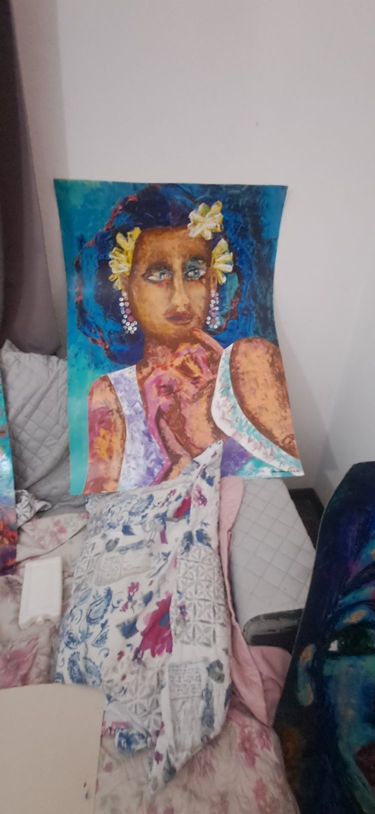 Pinturas a oleo executado em cartolina