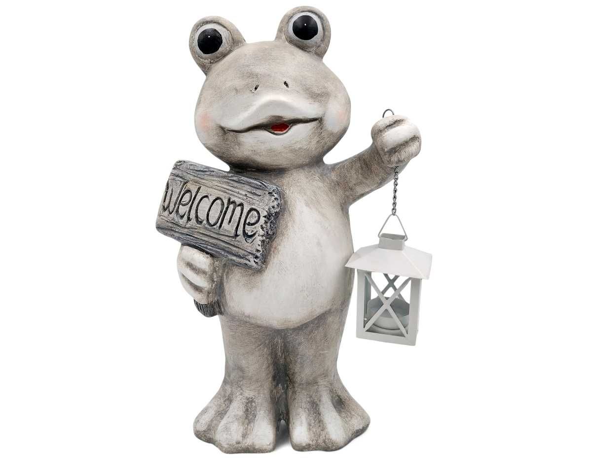 Żaba z lampionem duża figurka do ogrodu ogrodowa dekoracja 40cm