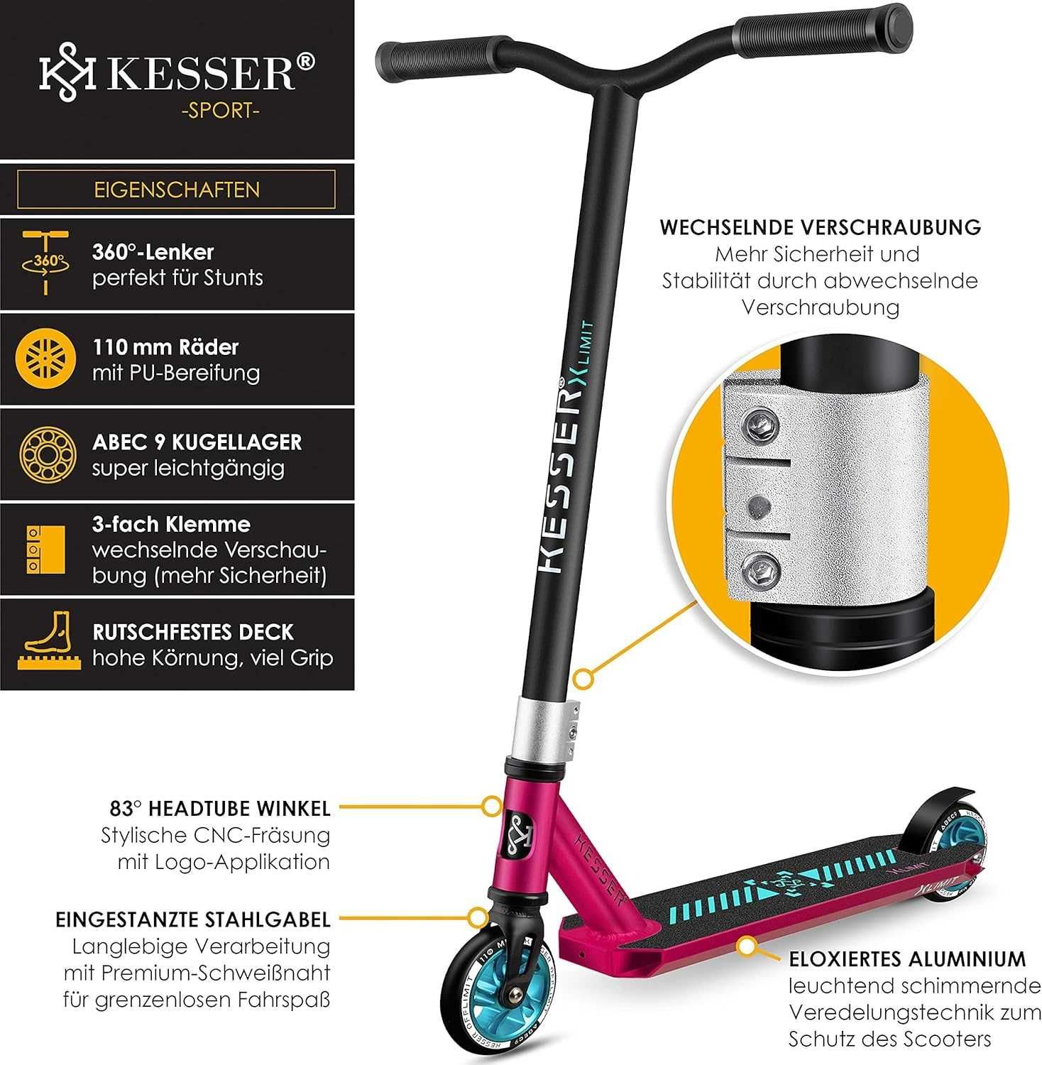 Nowa hulajnoga wyczynowa /KESSER X-Limit / 100kg / Fun Scooter !4235!