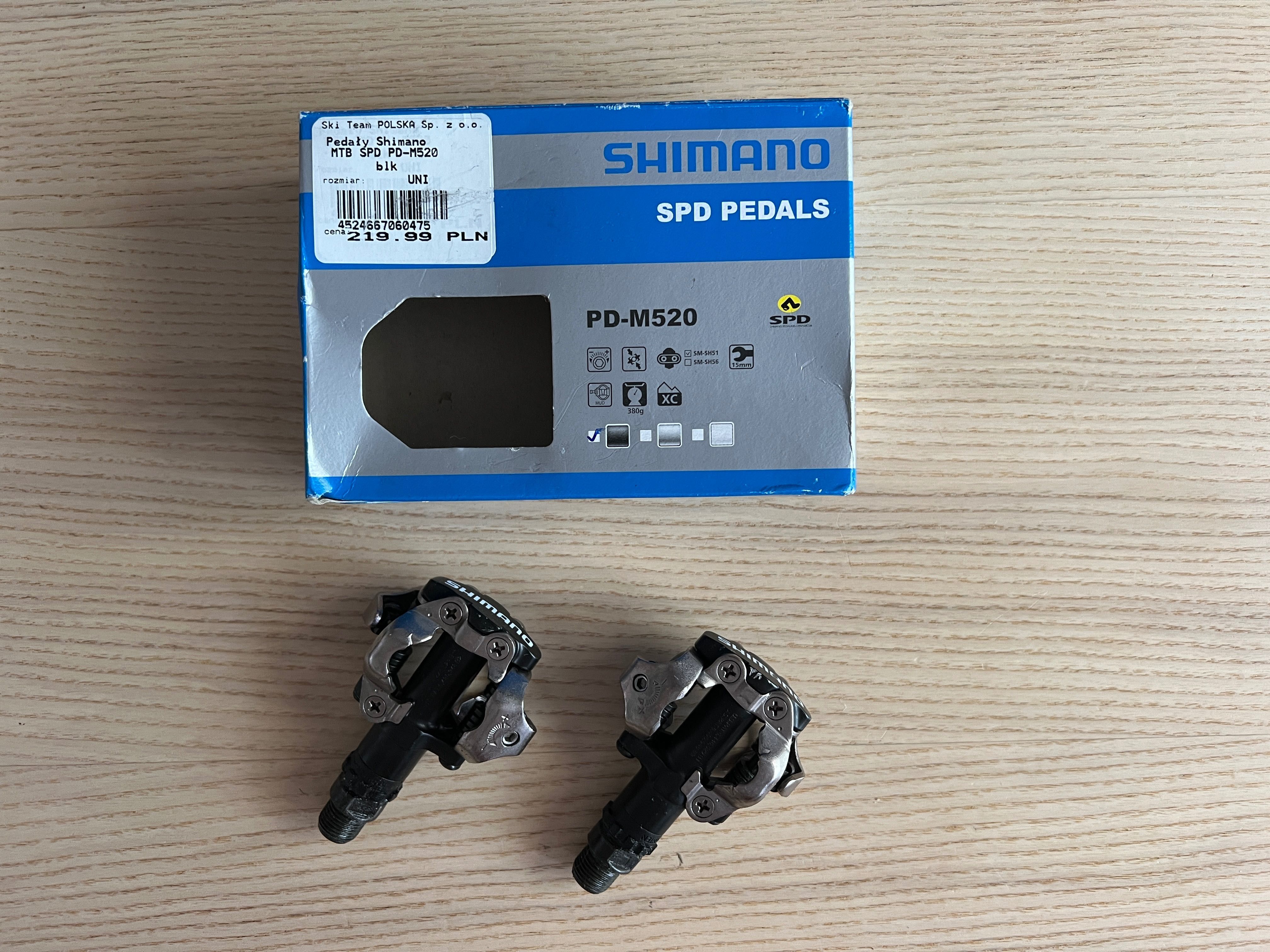 Pedały SPD Shimano PD-M520 - używane max 100 km - stand idealny