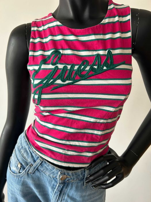 Top bluzka na ramiączkach Guess w paski rozmiar L