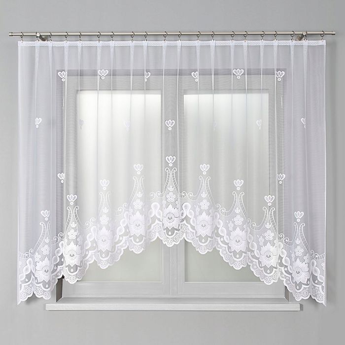 Firana gotowa żakardowa 160x310cm FIRANKA DO POKOJU KRÓTKA W ŁUKU