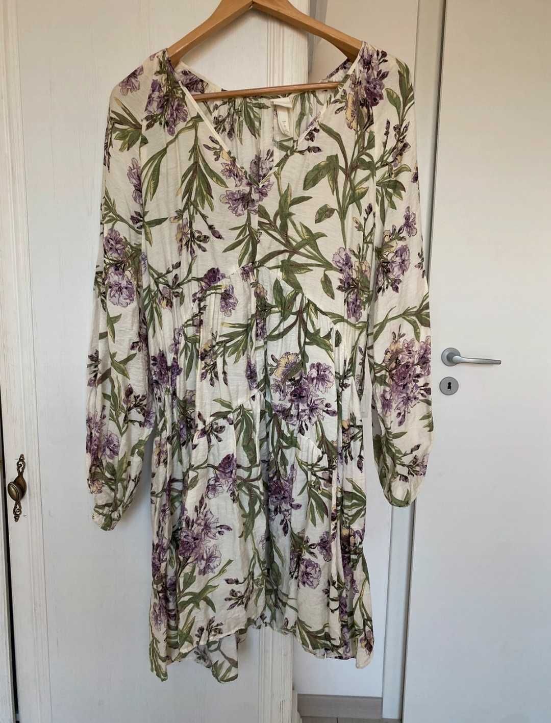 H&M kolorowa sukienka tunika koszula bluzka oversize kwiaty XXL