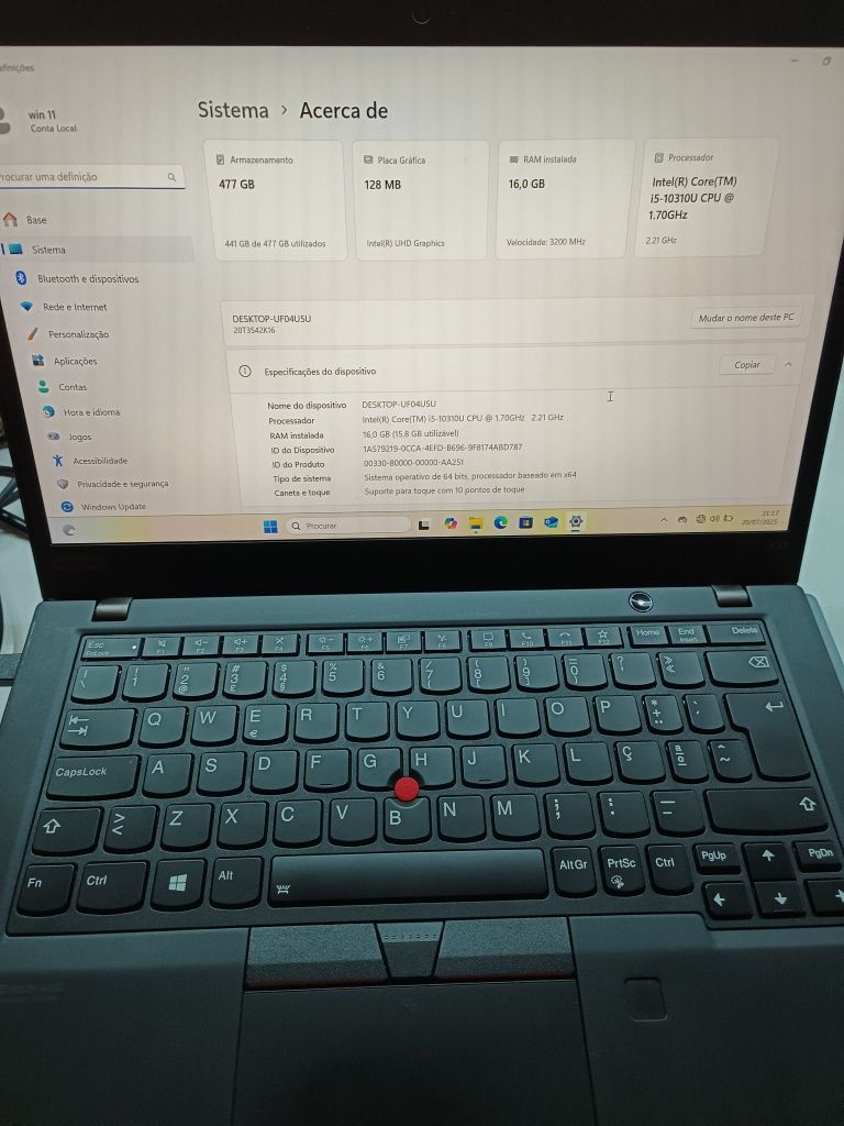 Lenovo X13 Thinkpad 13" i5 pro Gen10 PRT