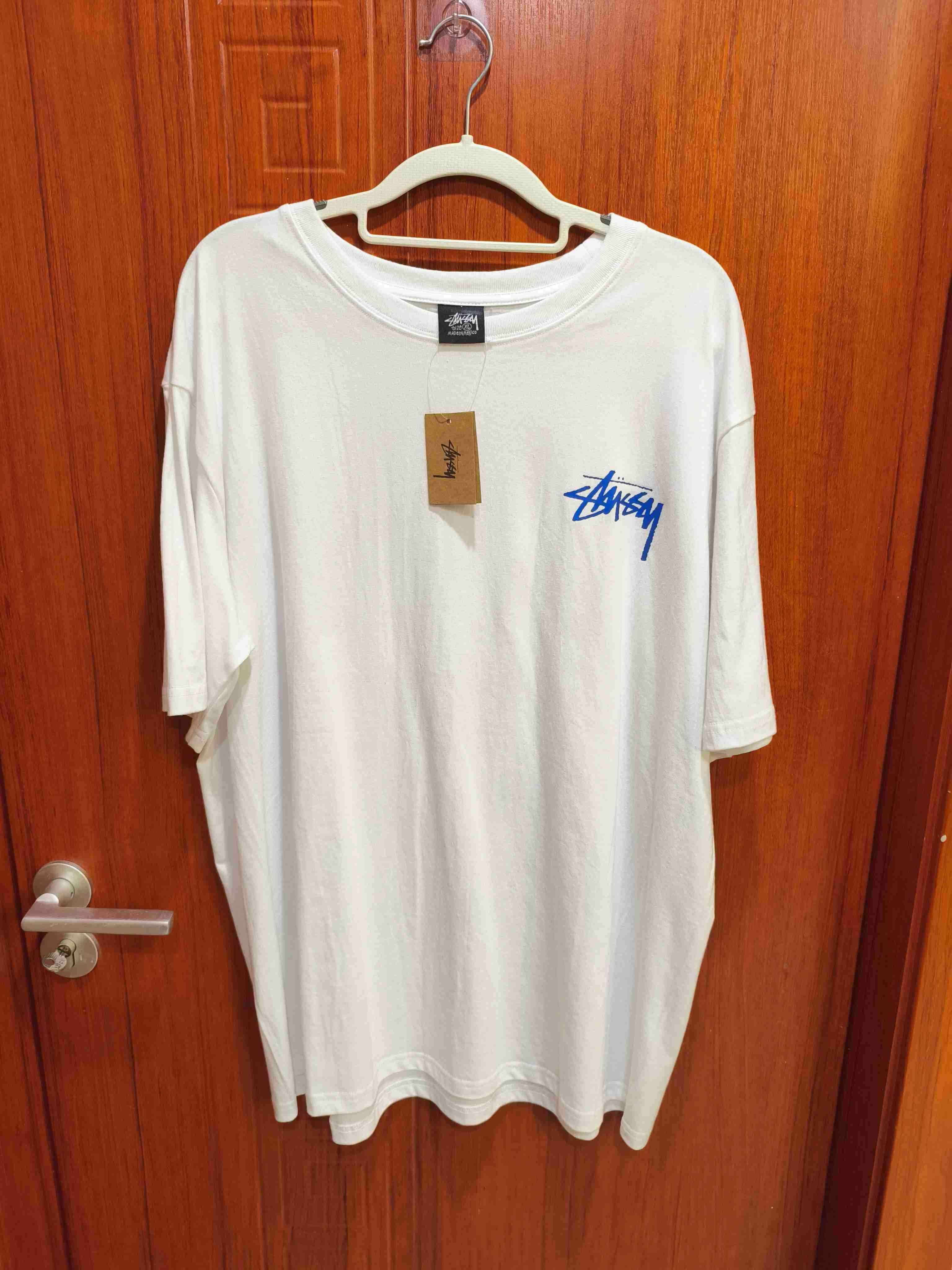 Stussy Męska Biała Koszulka z Nadrukiem Rozmiar XL