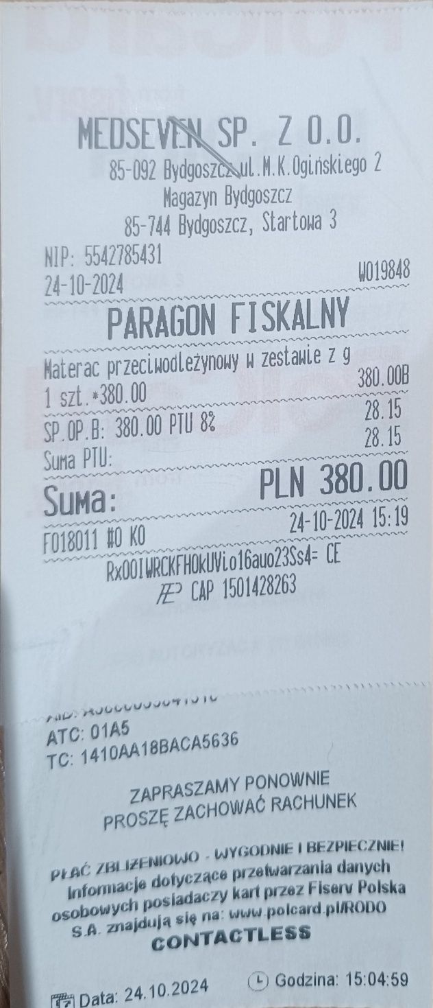Materac do łóżka rehabilitacyjnego