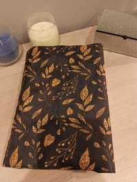 Etui na książkę/ Book cover, wzór w złote liście,Handmade