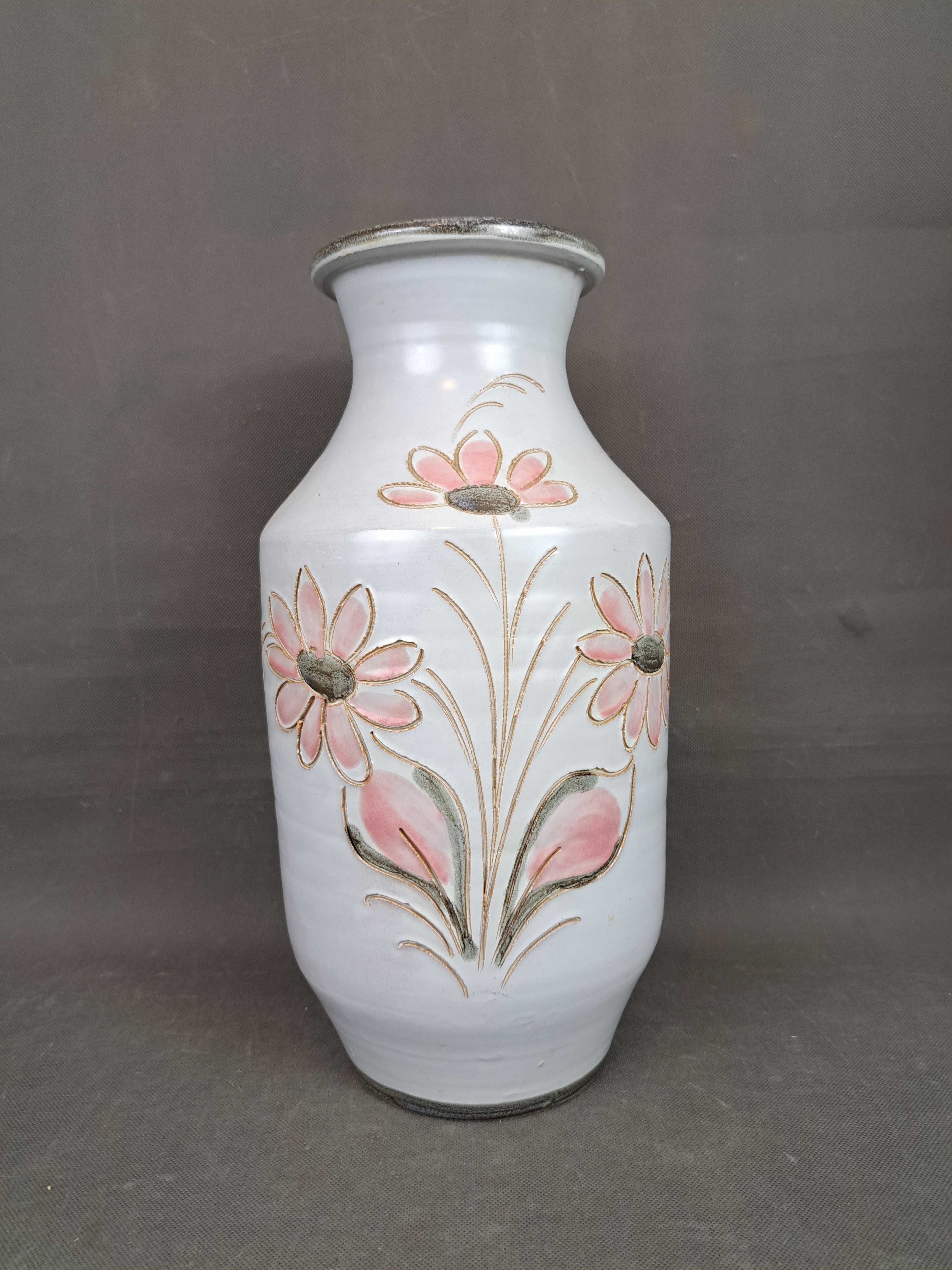 Duży wazon ceramiczny w kwiaty, wys. 38,5 cm