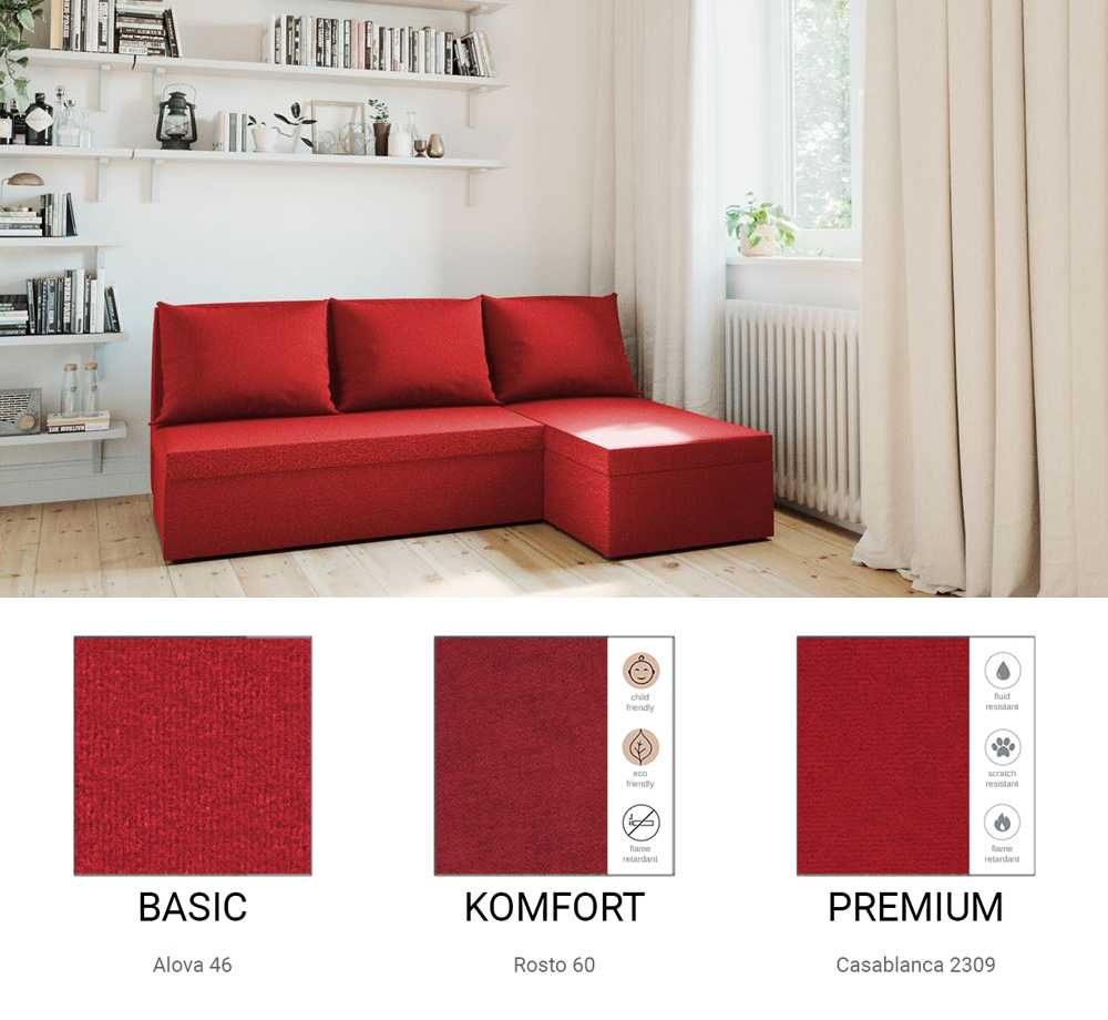 Narożnik z funkcją spania Hugo / Różne kolory / Raty / SZYBKA DOSTAWA!